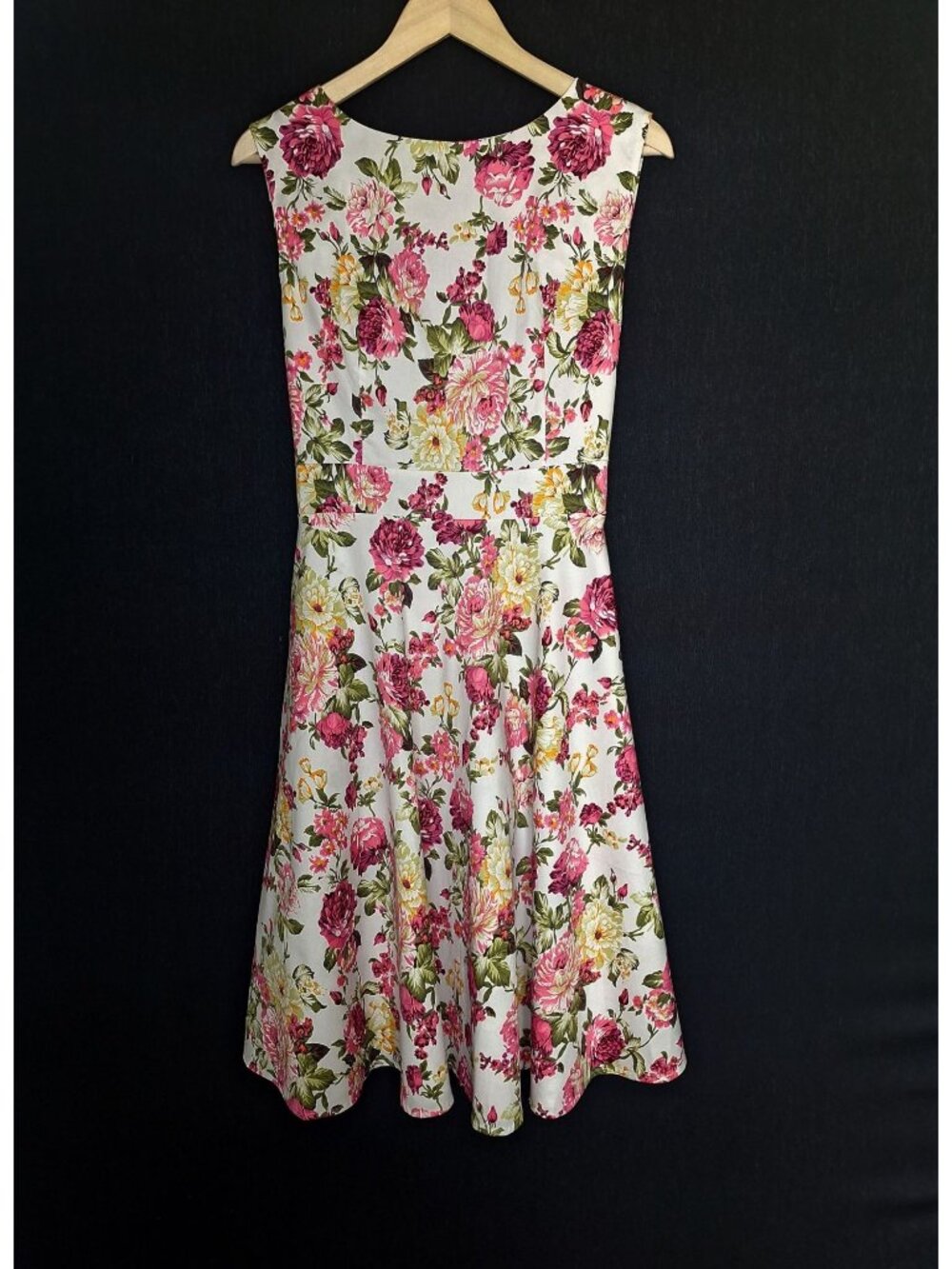 💙 Sucrefas Floral Fit & Flare Midi Dress Sleeveless Size L/XL A-Line Tea Party